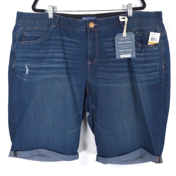 NWT DEMOCRACY Ab Solution CORE ESSENTIAL‎ Denim Jean Shorts Mold & Hold Size 24W - Picture 2 of 12